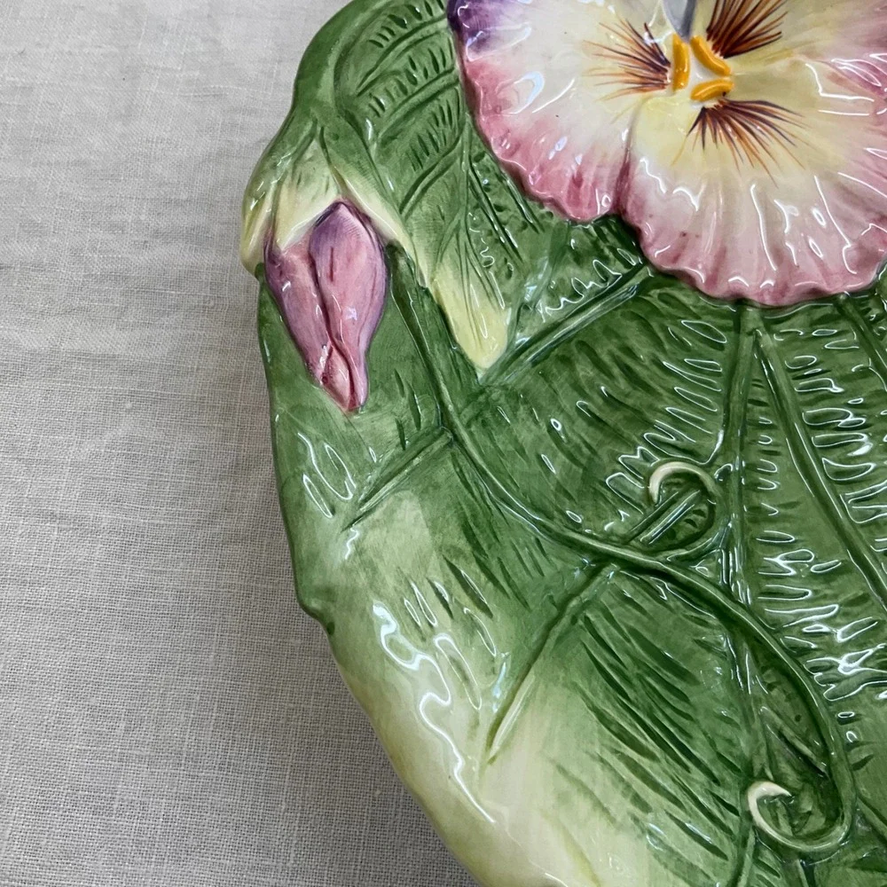 Fitz and Floyd Halcyon‎ Classics Pansy Leaf Serving Bowl Floral Ceramic 12 Inch